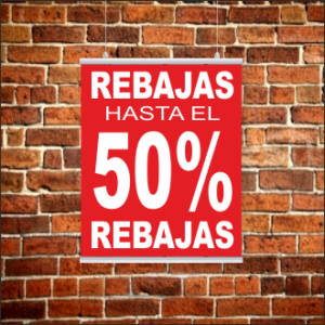 cartel colgante para rebajas